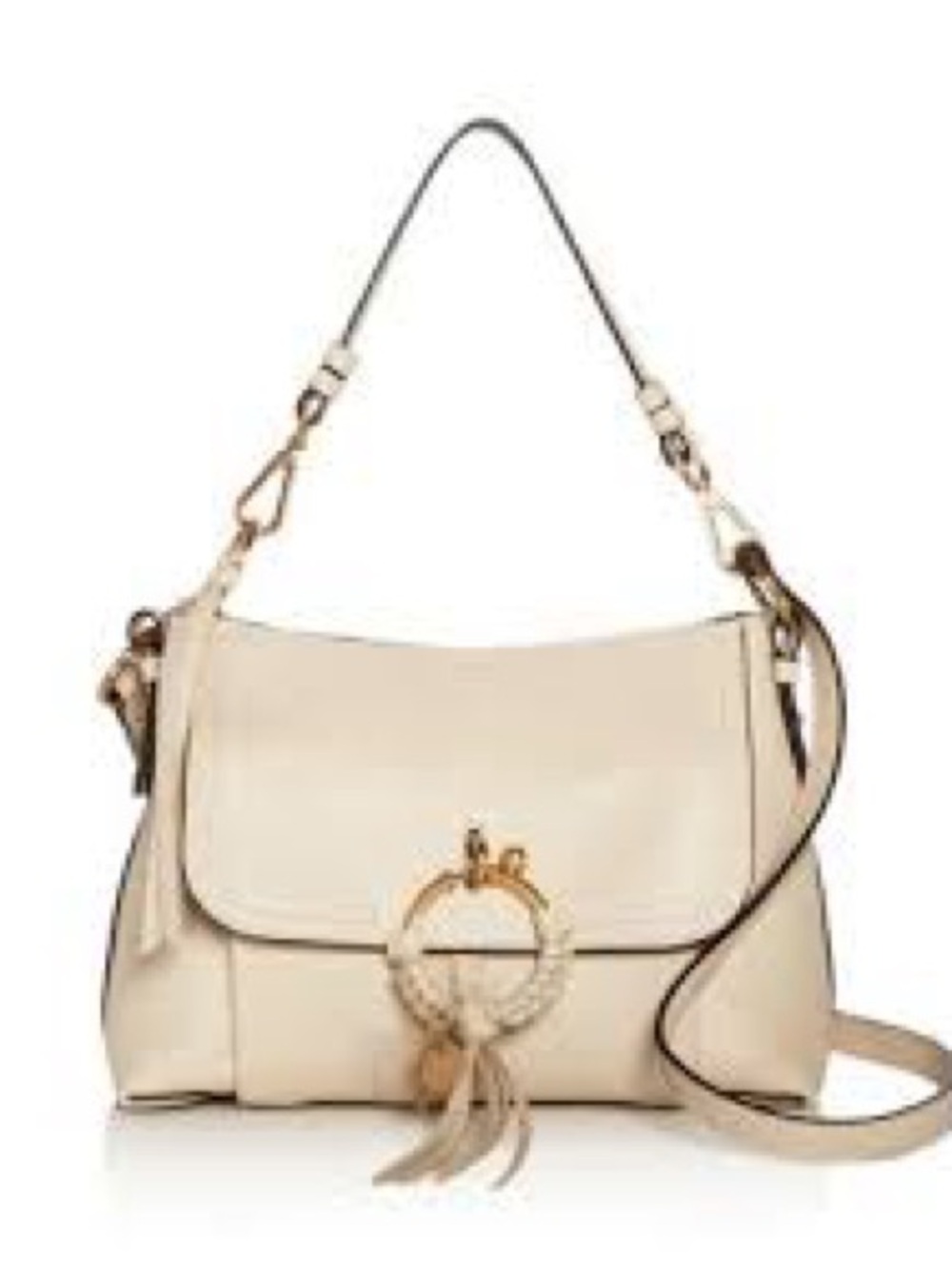 See By Chloé Cream Shoulder Bag with Gold Ring Hardware